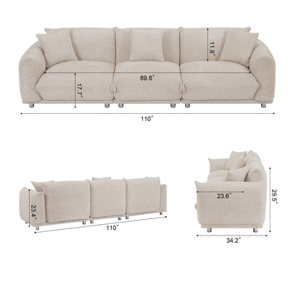 Divano Camel Modern 111 oversize a 3 posti con gambe in metallo e struttura in legno massello per soggiorno