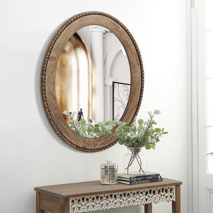 Specchio da parete ovale con cornice in legno Cameo da 32 pollici, specchio da parete per bagno - 31,89 A x 24 L x 1,26 P