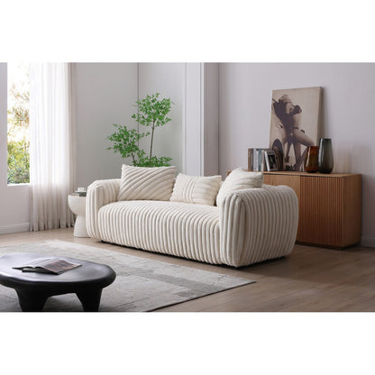Divano dritto in poliestere con braccioli Pillow Top Cancun da 94 pollici, colore bianco