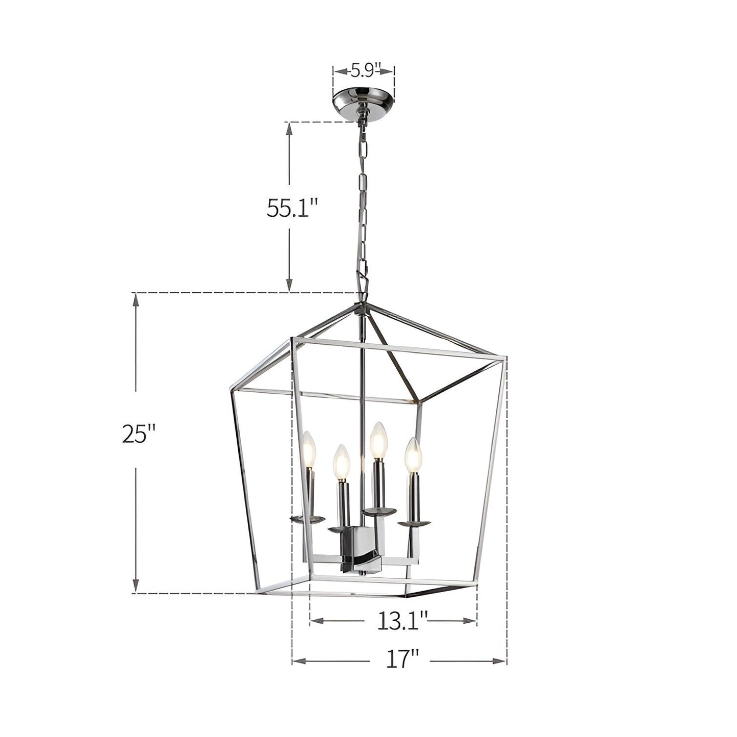 Lampadario a gabbia aperta con lanterna a forma di candela, per scale o isola della cucina - N/D