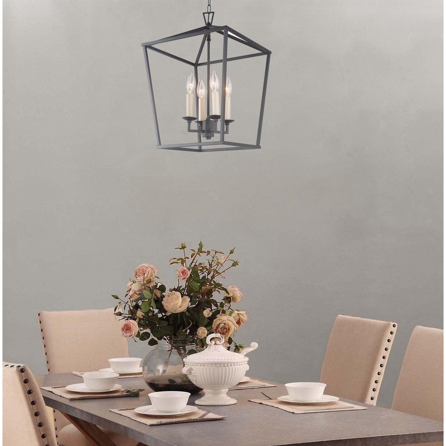 Lampadario a gabbia aperta con lanterna a forma di candela, per scale o isola della cucina - N/D