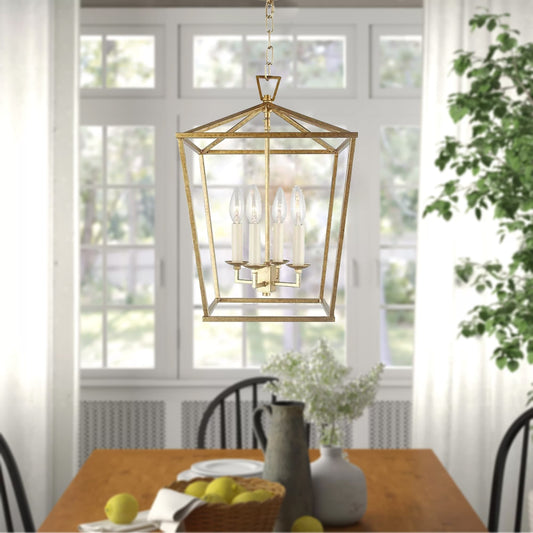 Lampadario a gabbia aperta con lanterna a forma di candela, per scale o isola della cucina - N/D