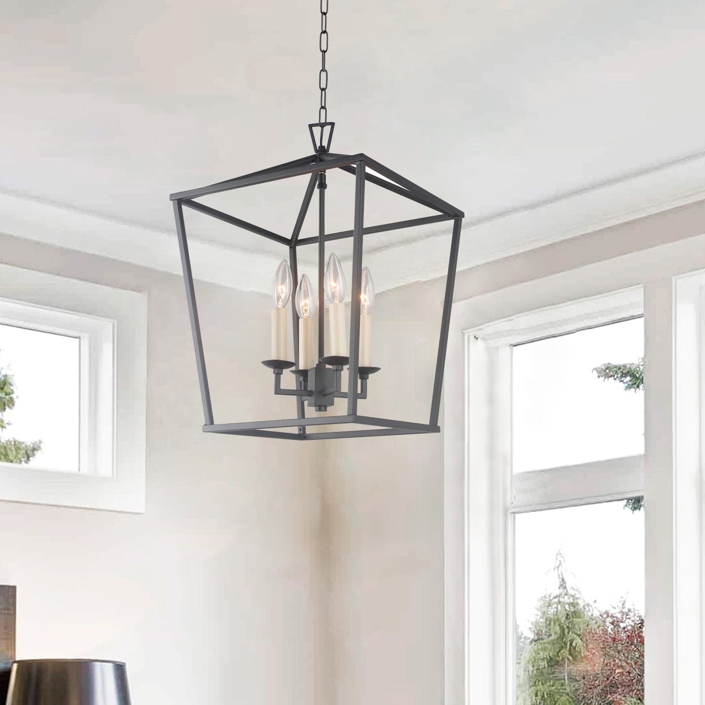Lampadario a gabbia aperta con lanterna a forma di candela, per scale o isola della cucina - N/D