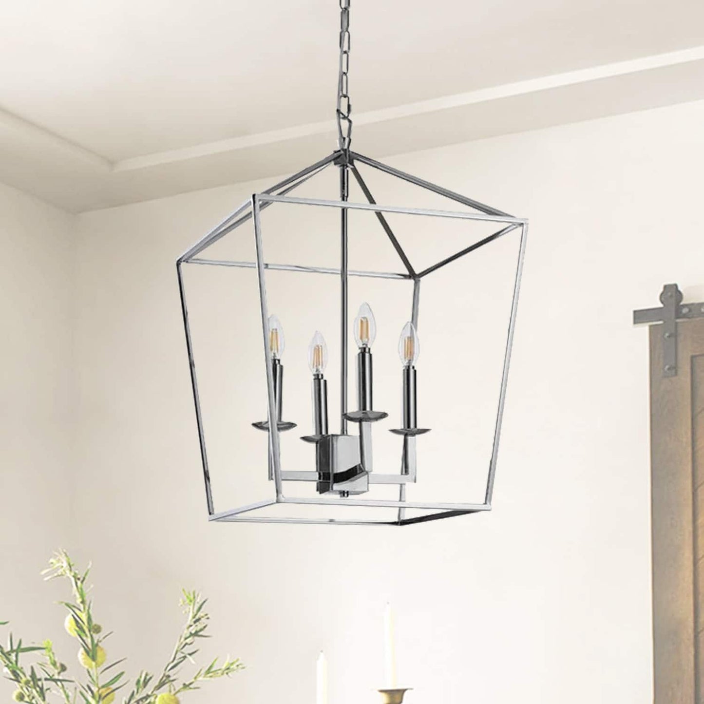 Lampadario a gabbia aperta con lanterna a forma di candela, per scale o isola della cucina - N/D