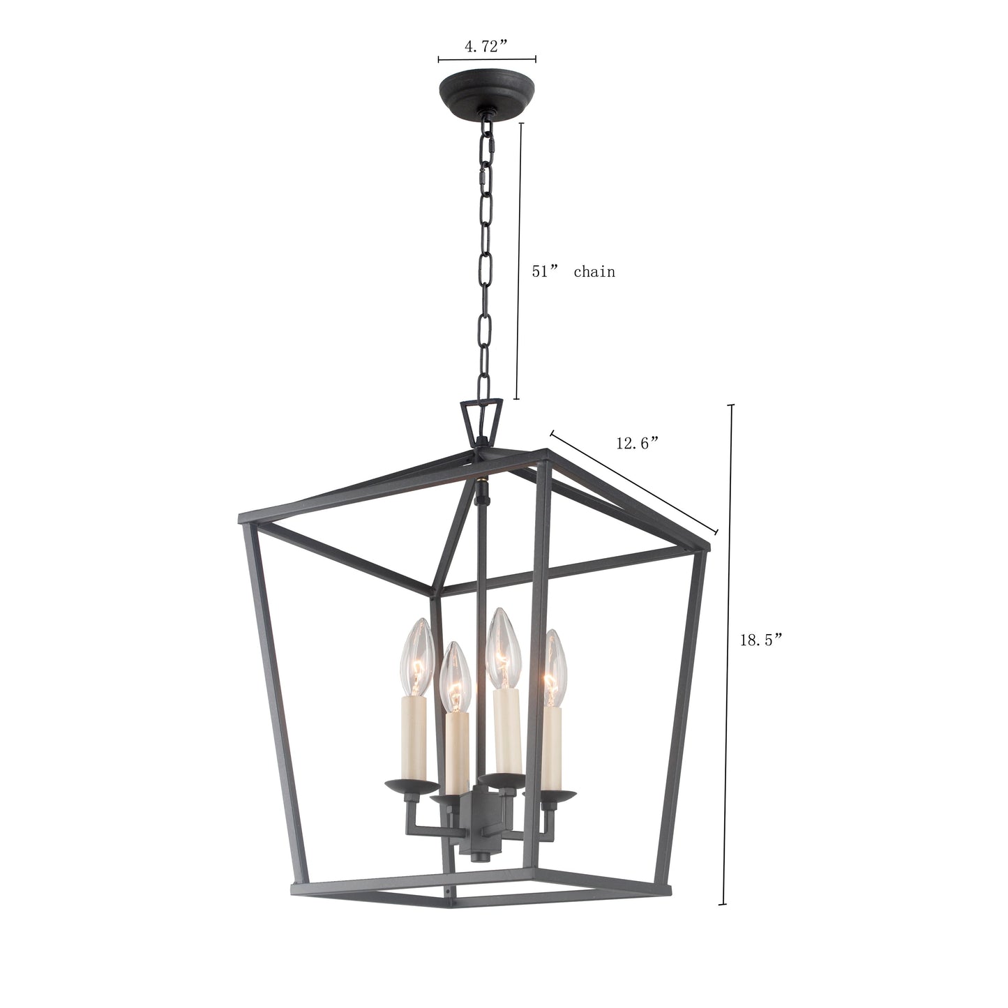 Lampadario a gabbia aperta con lanterna a forma di candela, per scale o isola della cucina - N/D