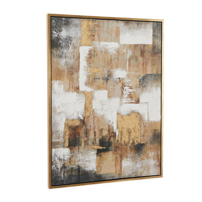 Quadro su tela astratto con cornice dorata - Oro - CosmoLiving di Cosmopolitan