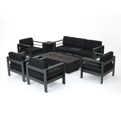 Set da salotto Cape Coral in alluminio da 7 pezzi con braciere di Christopher Knight Home