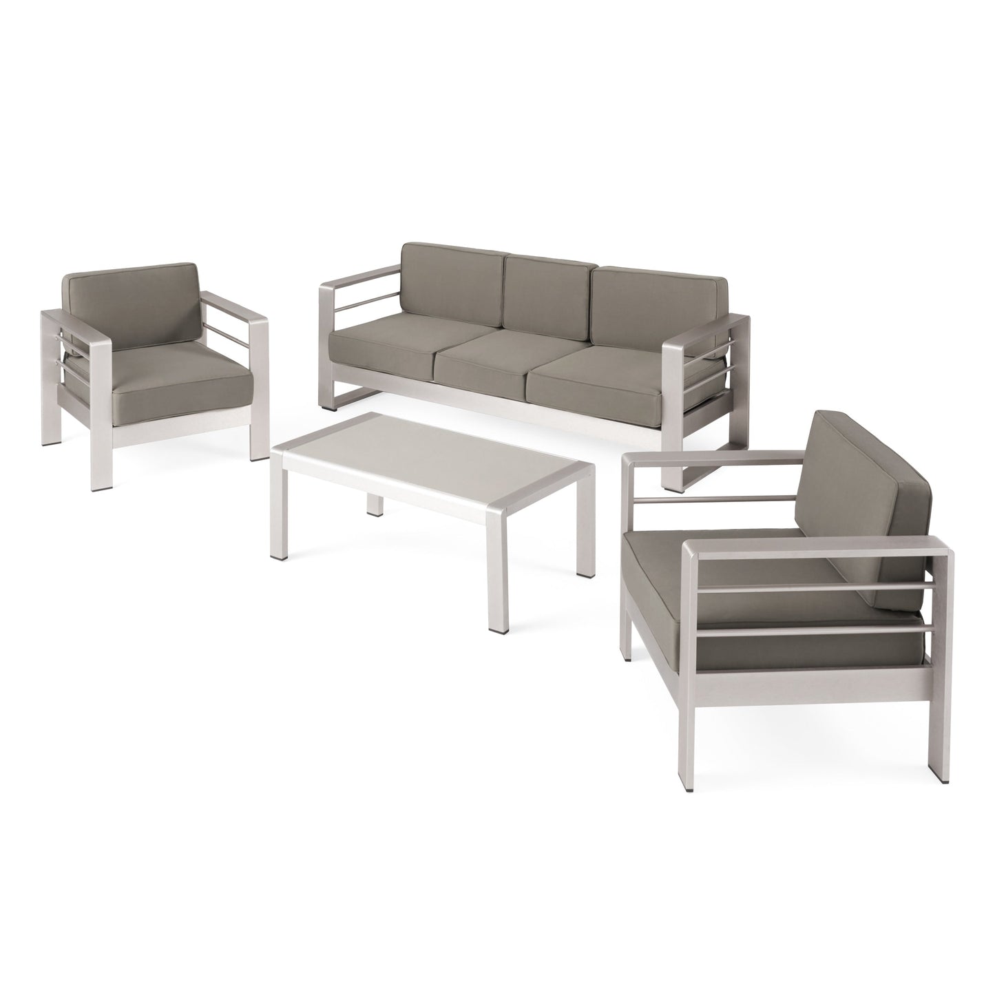 Set da esterno Cape Coral in alluminio e Sunbrella da 5 posti con cuscini di Christopher Knight Home