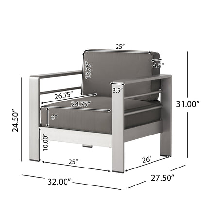 Set da esterno Cape Coral in alluminio e Sunbrella da 5 posti con cuscini di Christopher Knight Home