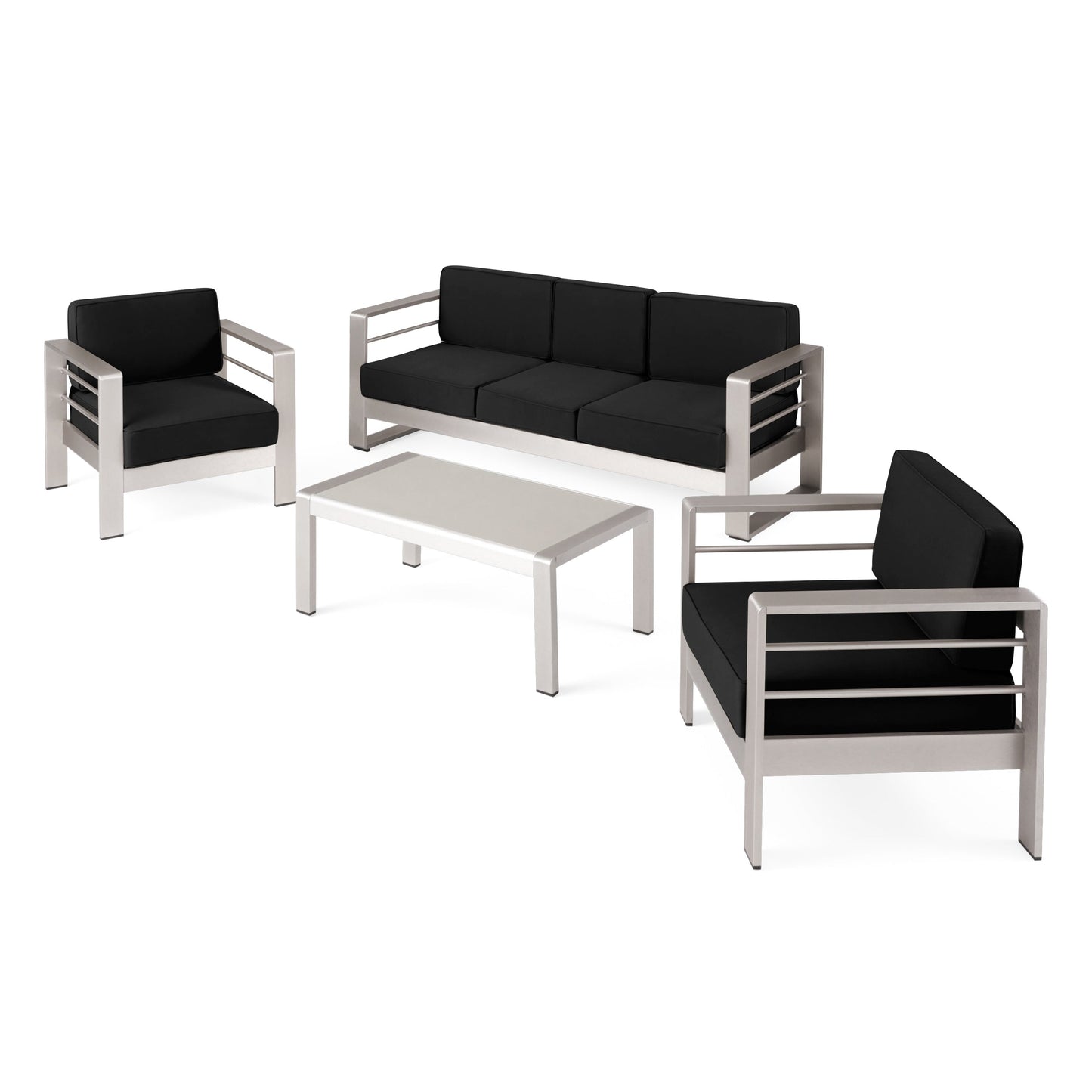 Set da esterno Cape Coral in alluminio e Sunbrella da 5 posti con cuscini di Christopher Knight Home