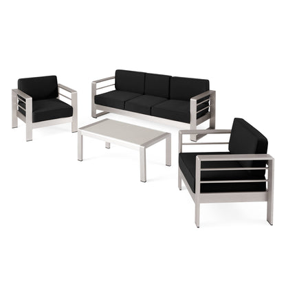 Set da esterno Cape Coral in alluminio e Sunbrella da 5 posti con cuscini di Christopher Knight Home