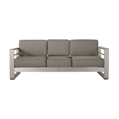 Set da esterno Cape Coral in alluminio e Sunbrella da 5 posti con cuscini di Christopher Knight Home