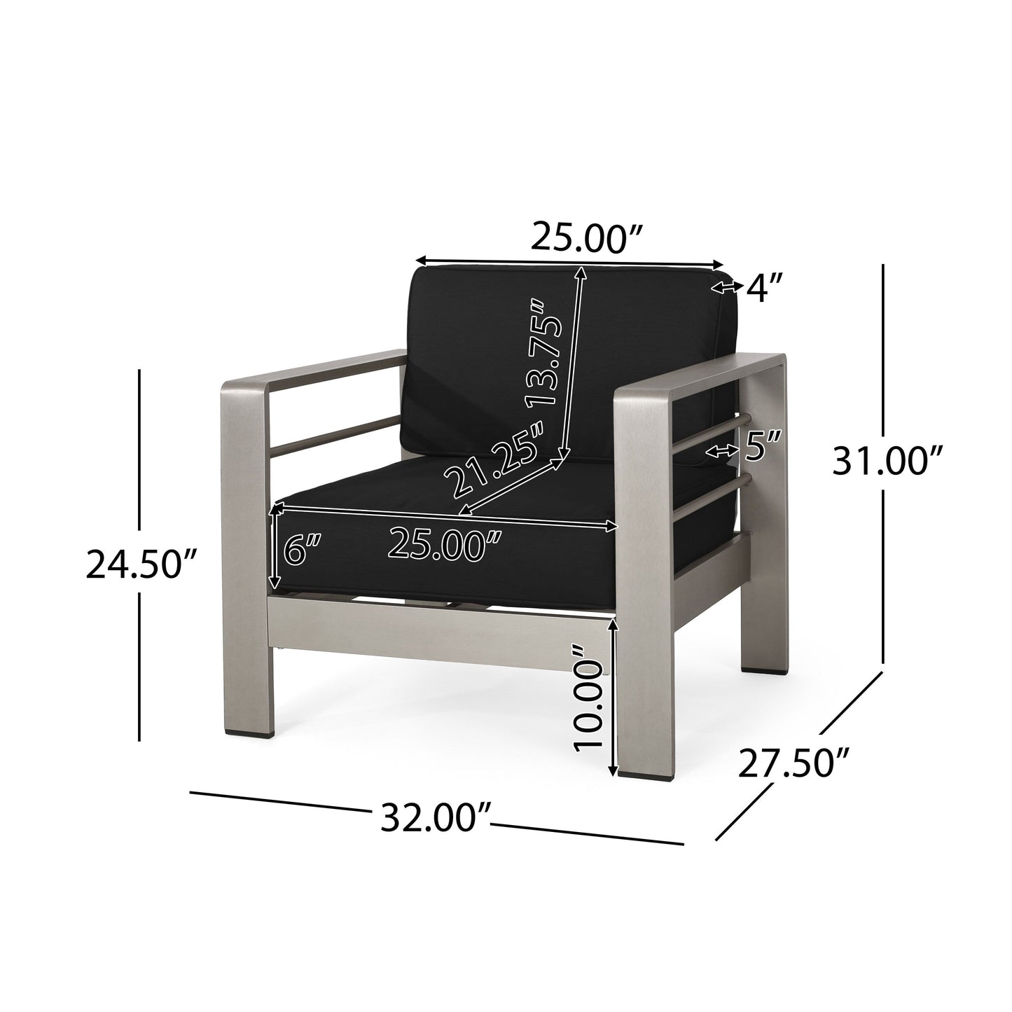 Set da esterno Cape Coral in alluminio e Sunbrella da 5 posti con cuscini di Christopher Knight Home