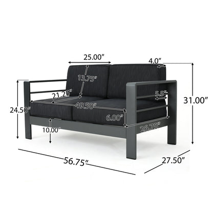 Set da giardino con tavolo da fuoco e chaise longue Cape Coral Grey da 5 pezzi di Christopher Knight Home