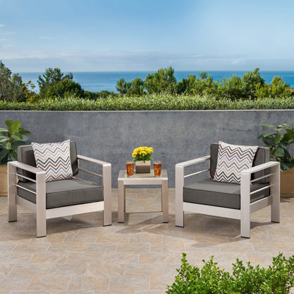 Set di tavolo e poltrona da esterno in alluminio a 2 posti Cape Coral di Christopher Knight Home