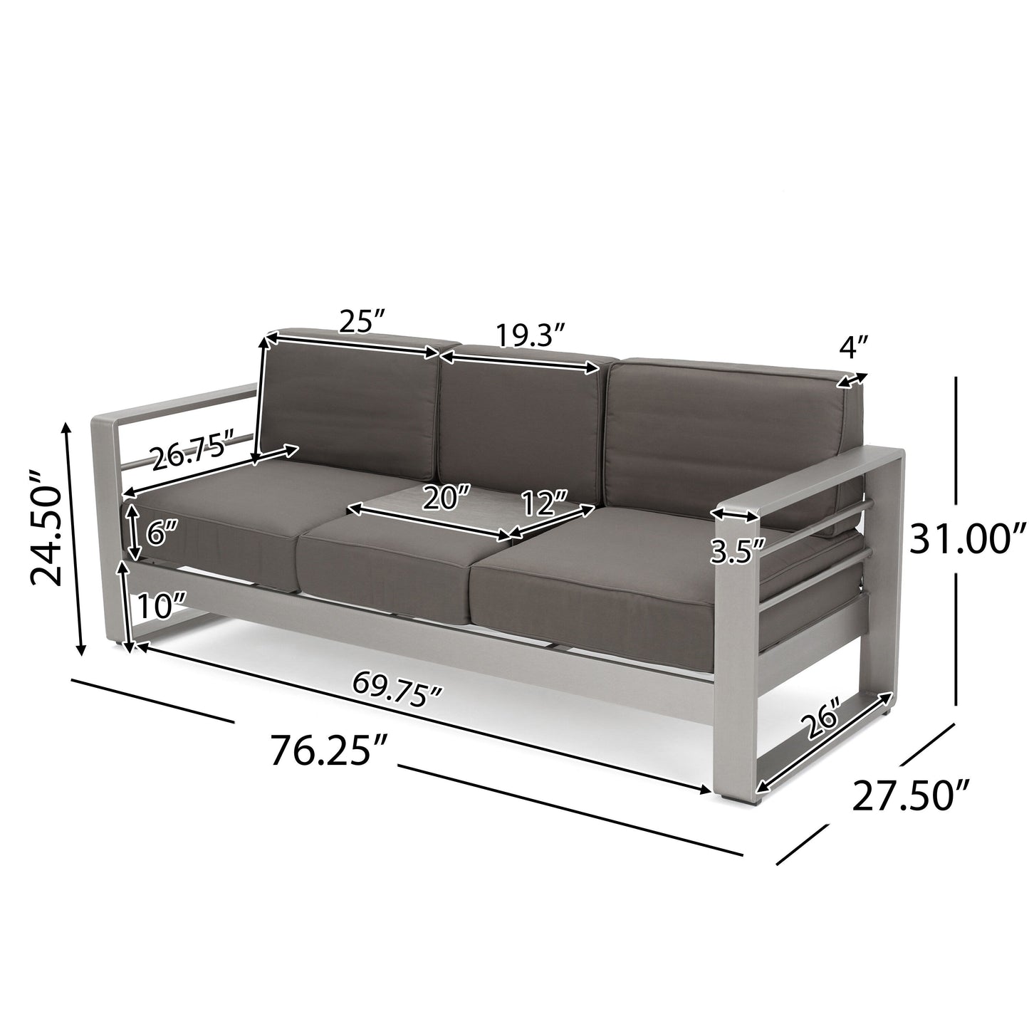 Set da esterno Cape Coral da 4 pezzi in alluminio con cuscini resistenti all'acqua di Christopher Knight Home