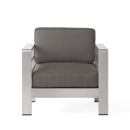 Set da esterno Cape Coral da 4 pezzi in alluminio con cuscini resistenti all'acqua di Christopher Knight Home