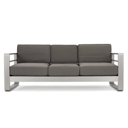 Set da esterno Cape Coral da 4 pezzi in alluminio con cuscini resistenti all'acqua di Christopher Knight Home