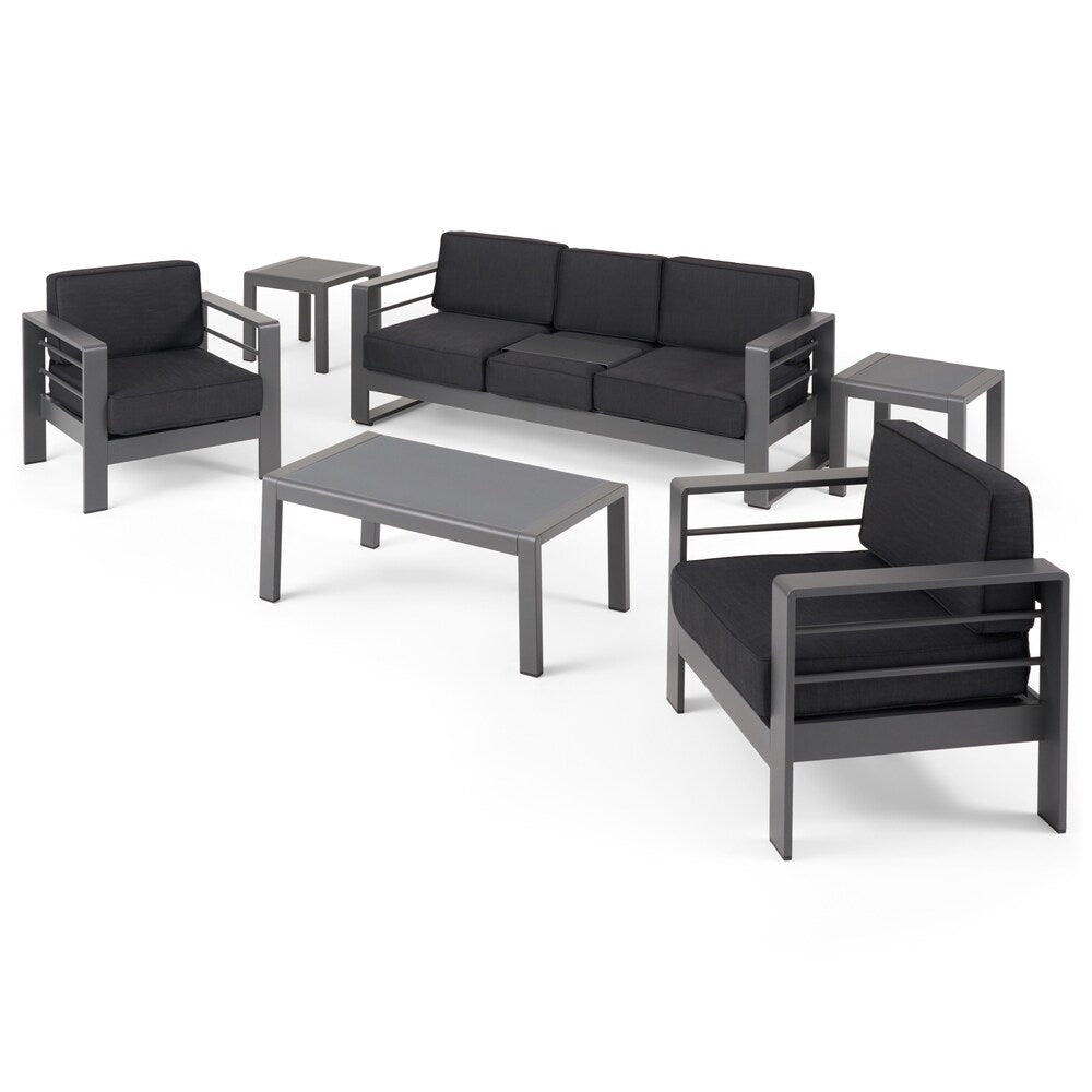 Set di divani da esterno in alluminio a 5 posti Cape Coral con 2 tavolini laterali di Christopher Knight Home