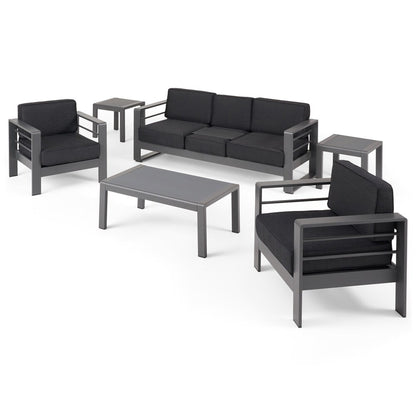 Set di divani da esterno in alluminio a 5 posti Cape Coral con 2 tavolini laterali di Christopher Knight Home