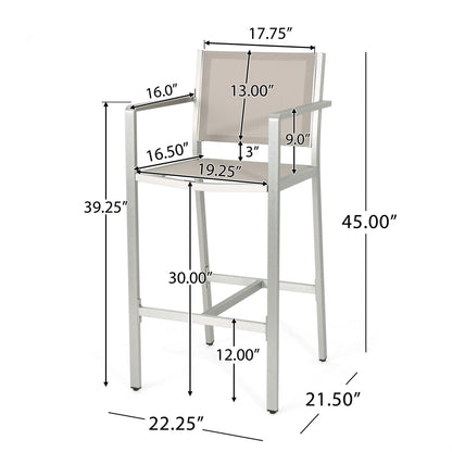 Set da bar quadrato in alluminio da 5 pezzi Cape Coral Outdoor di Christopher Knight Home