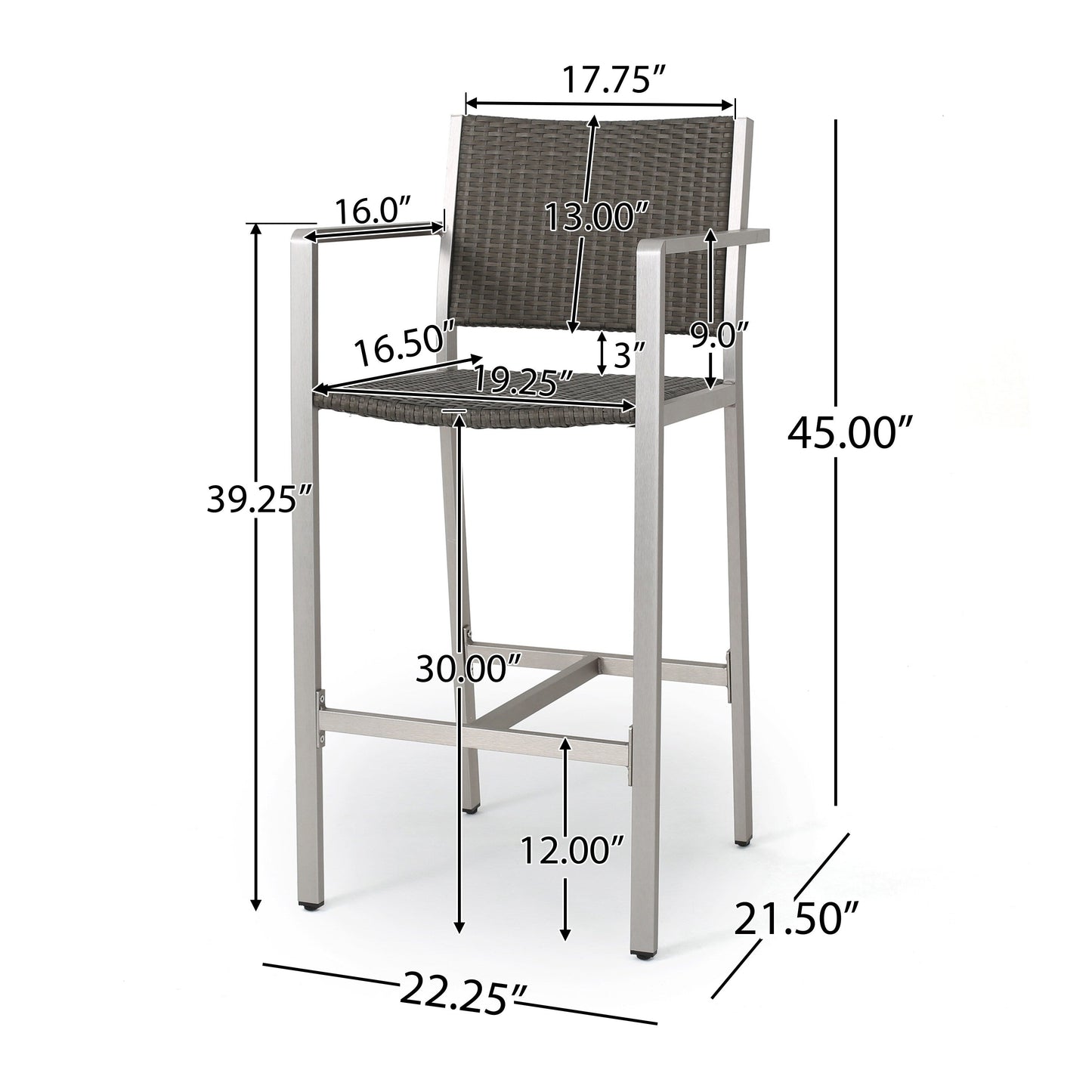 Set da bar quadrato in alluminio da 5 pezzi Cape Coral Outdoor di Christopher Knight Home