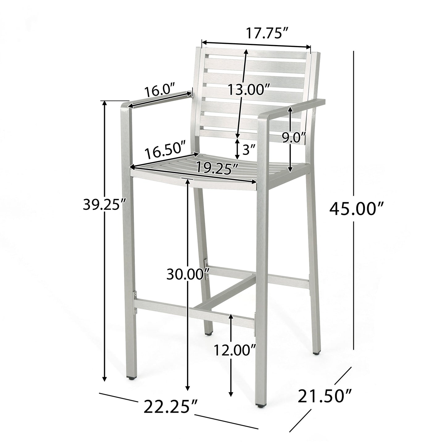 Set da bar quadrato in alluminio da 5 pezzi Cape Coral Outdoor di Christopher Knight Home