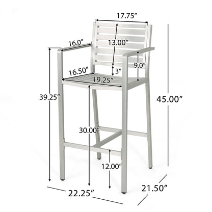 Set da bar quadrato in alluminio da 5 pezzi Cape Coral Outdoor di Christopher Knight Home