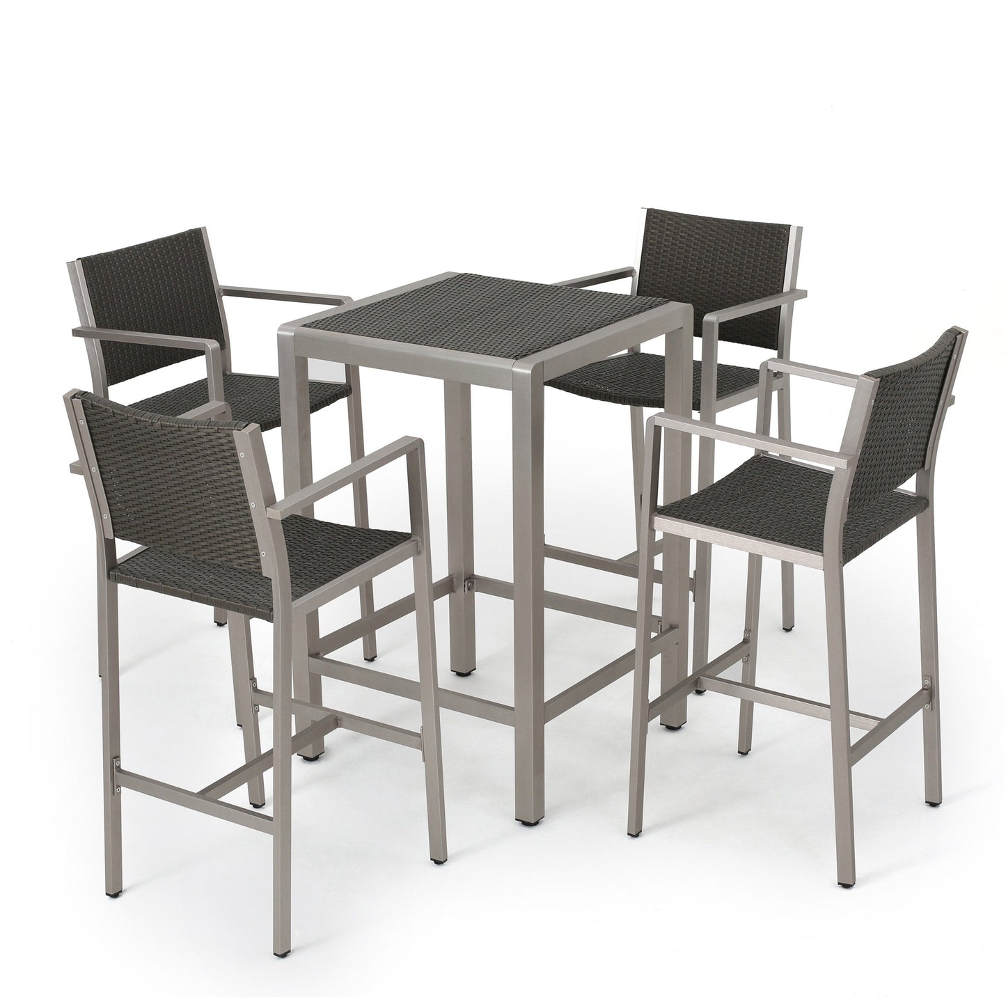 Set da bar quadrato in alluminio da 5 pezzi Cape Coral Outdoor di Christopher Knight Home