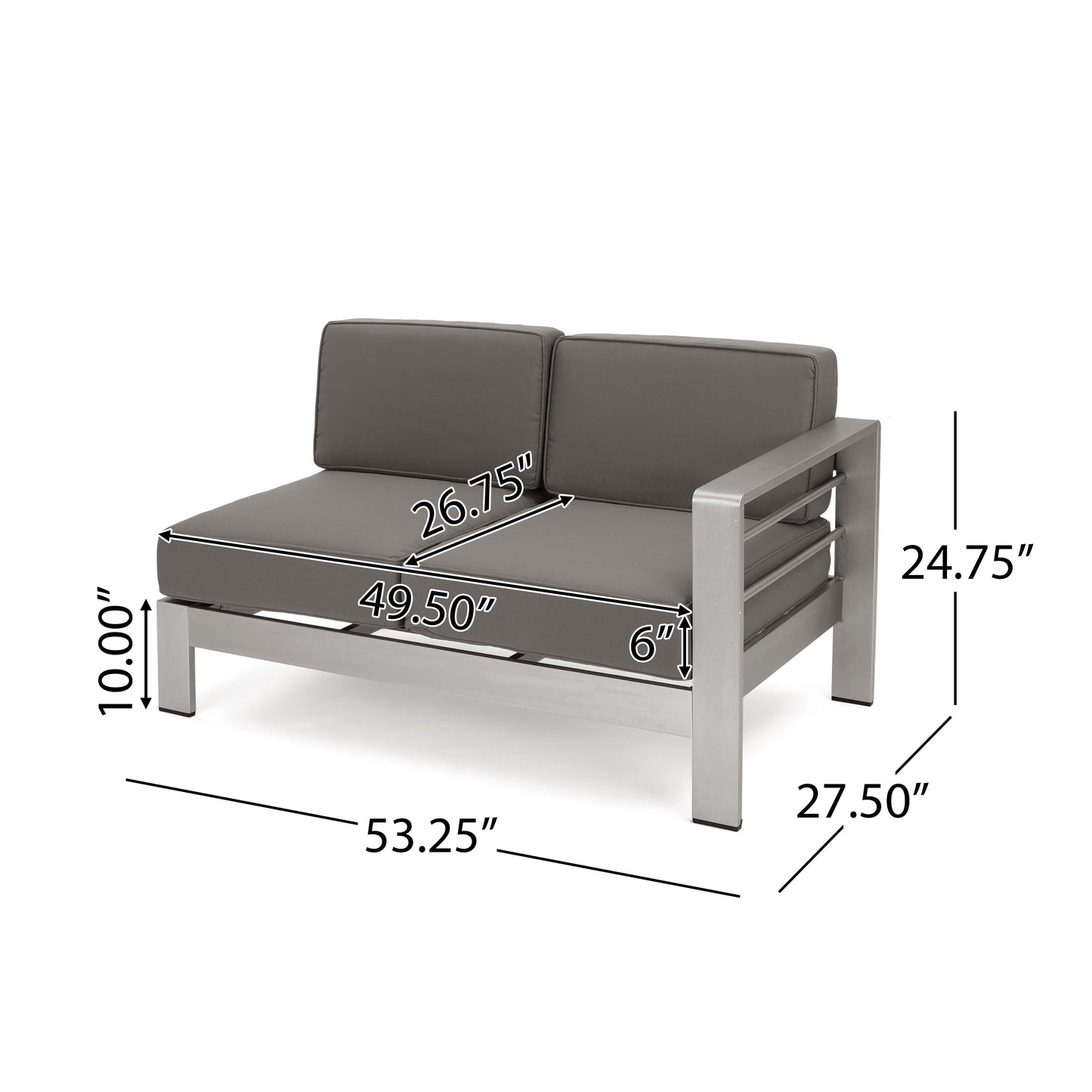 Set da giardino in alluminio con braciere Cape Coral Outdoor da 7 posti di Christopher Knight Home