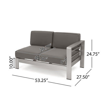 Set da giardino in alluminio con braciere Cape Coral Outdoor da 7 posti di Christopher Knight Home