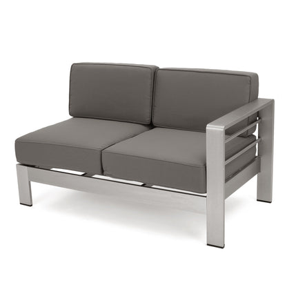 Set da giardino in alluminio con braciere Cape Coral Outdoor da 7 posti di Christopher Knight Home