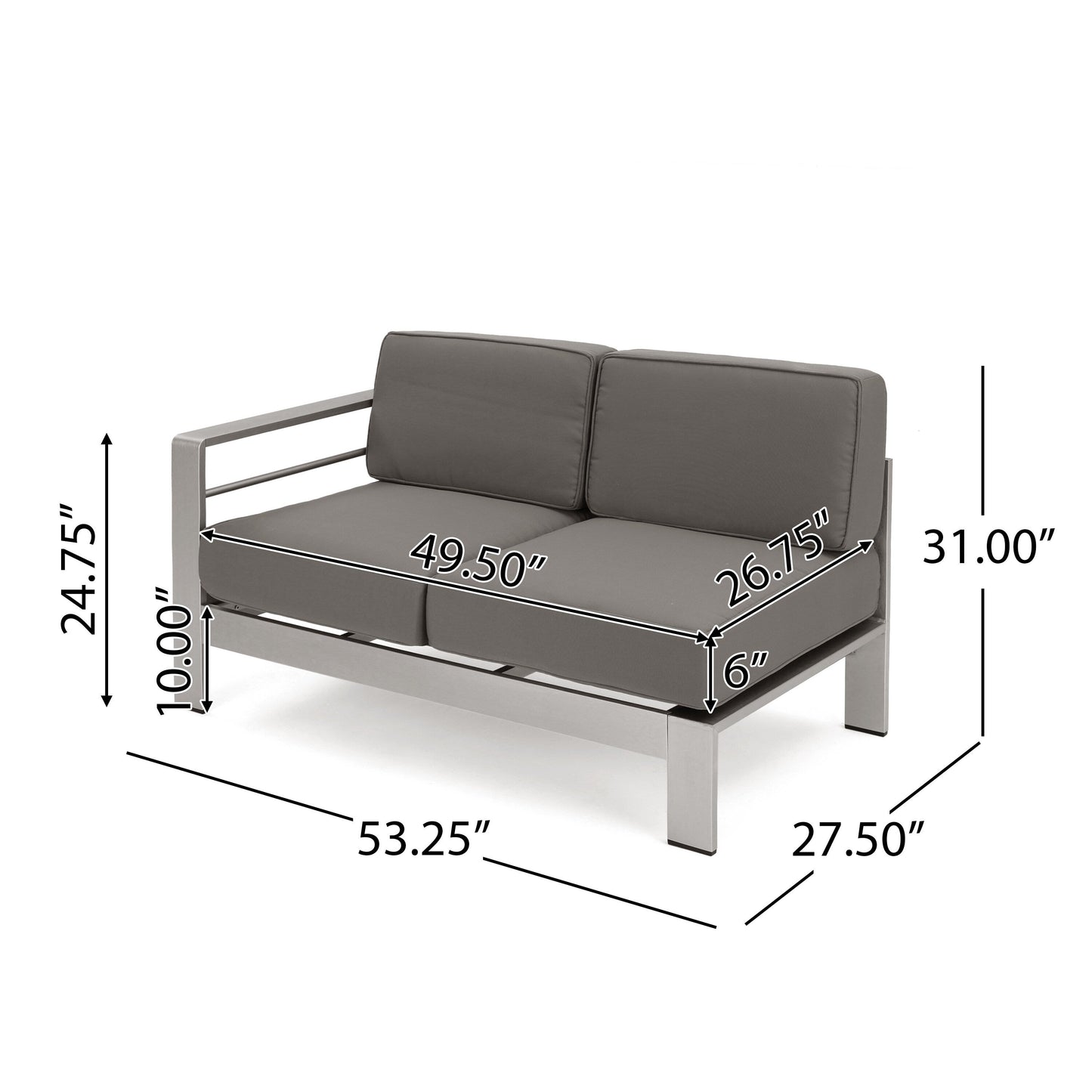 Set da giardino in alluminio con braciere Cape Coral Outdoor da 7 posti di Christopher Knight Home
