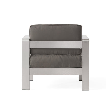 Set da esterno in alluminio Cape Coral da 3 pezzi con tavolo a forma di C di Christopher Knight Home