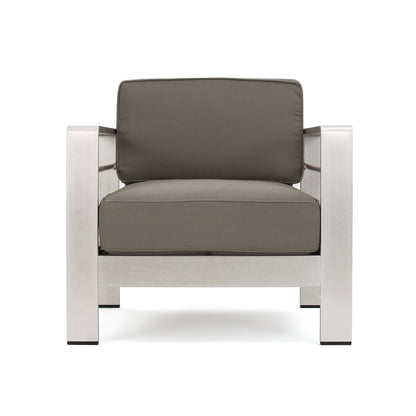 Set da esterno in alluminio Cape Coral da 3 pezzi con tavolo a forma di C di Christopher Knight Home