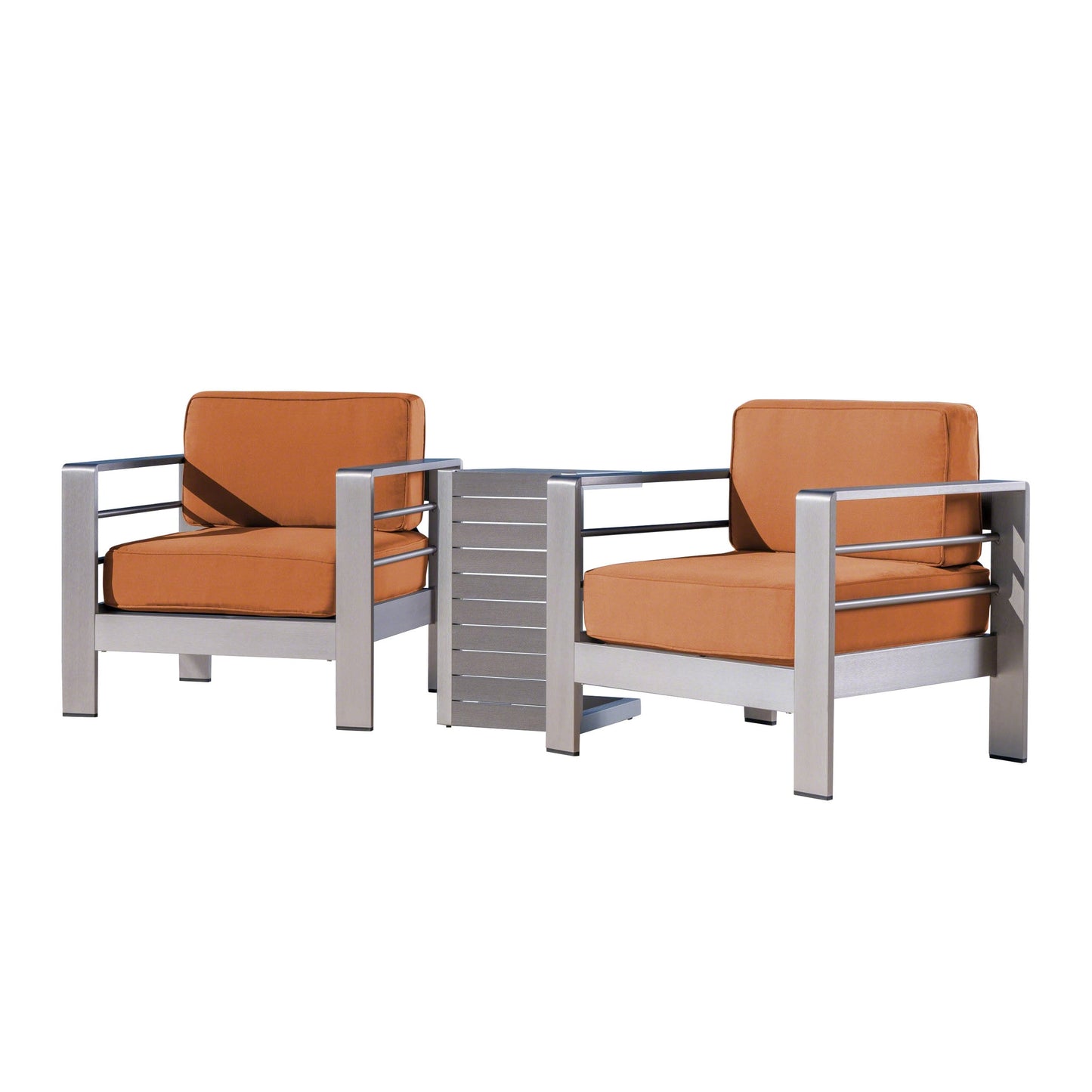 Set da esterno in alluminio Cape Coral da 3 pezzi con tavolo a forma di C di Christopher Knight Home