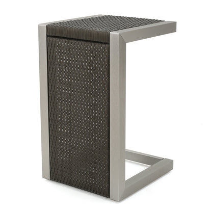 Set da esterno in alluminio Cape Coral da 3 pezzi con tavolo a forma di C di Christopher Knight Home