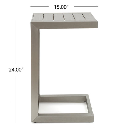 Set da esterno in alluminio Cape Coral da 3 pezzi con tavolo a forma di C di Christopher Knight Home