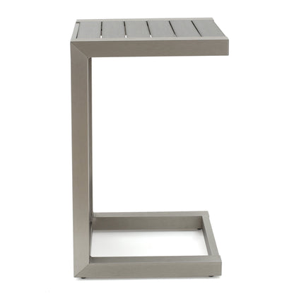 Set da esterno in alluminio Cape Coral da 3 pezzi con tavolo a forma di C di Christopher Knight Home