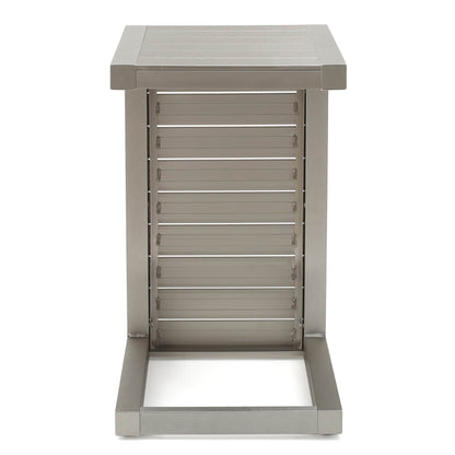 Set da esterno in alluminio Cape Coral da 3 pezzi con tavolo a forma di C di Christopher Knight Home