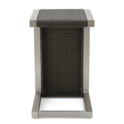 Set da esterno in alluminio Cape Coral da 3 pezzi con tavolo a forma di C di Christopher Knight Home