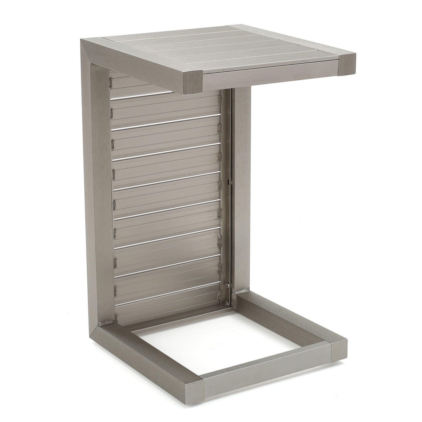 Set da esterno in alluminio Cape Coral da 3 pezzi con tavolo a forma di C di Christopher Knight Home