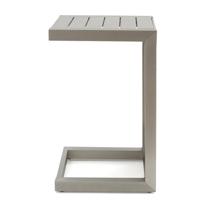 Set da esterno in alluminio Cape Coral da 3 pezzi con tavolo a forma di C di Christopher Knight Home