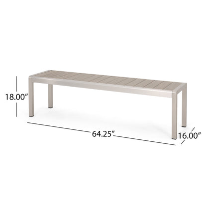 Set da pranzo moderno in alluminio da 6 posti con panca da pranzo Cape Coral Outdoor di Christopher Knight Home