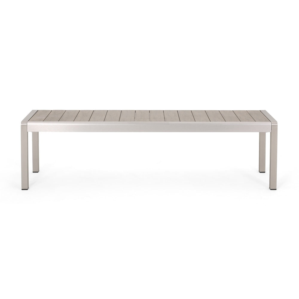 Tavolo da picnic e panca da esterno in finto legno/alluminio Cape Coral di Christopher Knight Home