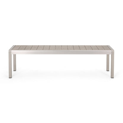 Tavolo da picnic e panca da esterno in finto legno/alluminio Cape Coral di Christopher Knight Home