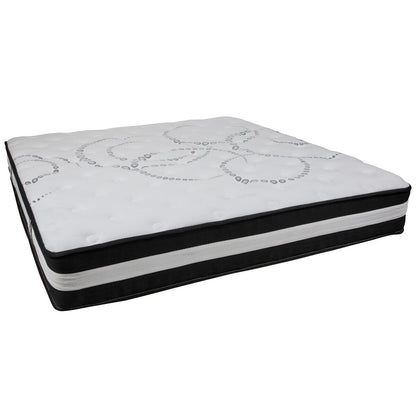 Materasso in schiuma e molle insacchettate 12 pezzi, materasso in scatola - Materasso Premium - Bianco