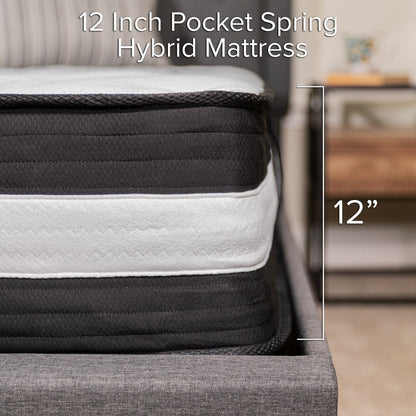 Materasso in schiuma e molle insacchettate 12 pezzi, materasso in scatola - Materasso Premium - Bianco
