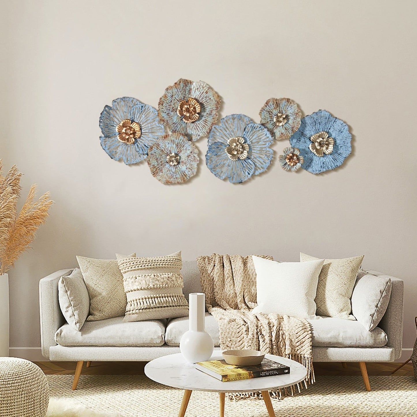 Arte murale in metallo anticato multicolore Carbon Loft con fiori