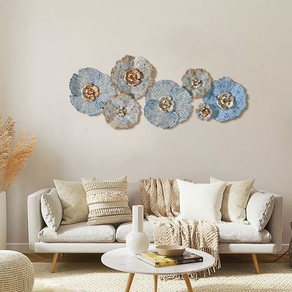 Arte murale in metallo anticato multicolore Carbon Loft con fiori